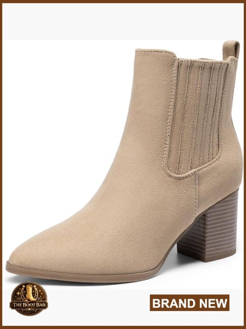 Pointed Toe Chunky Heel Ankle Booties Slip-On